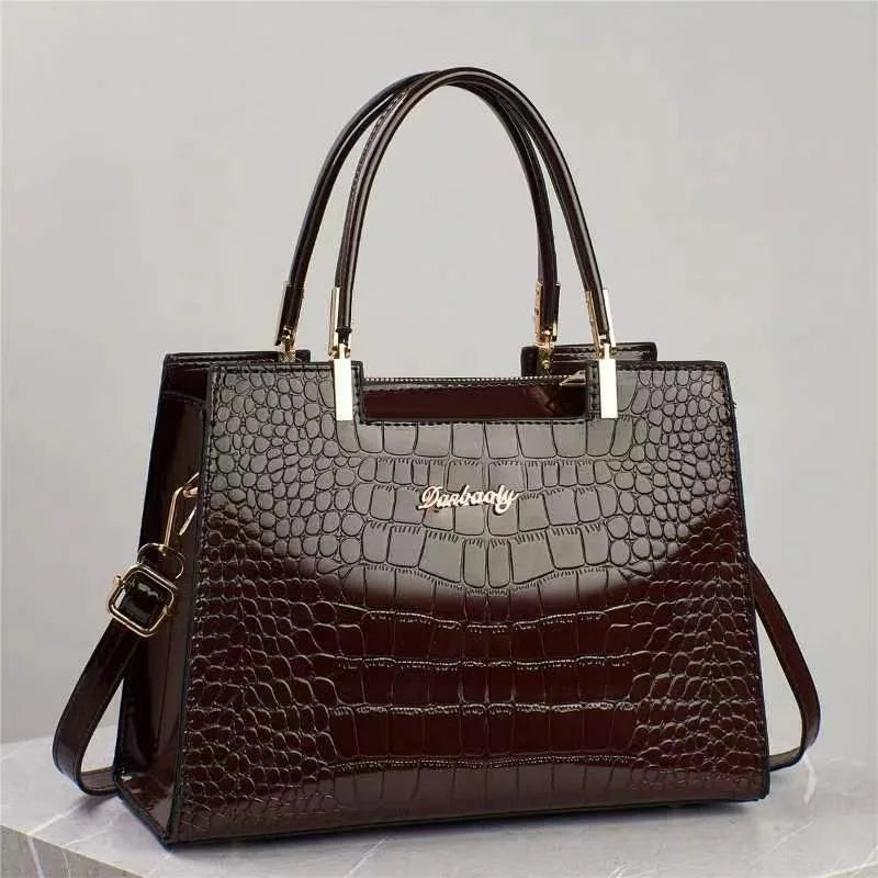 Luxury Patent Leather Handbags High-end Crocodile Pattern