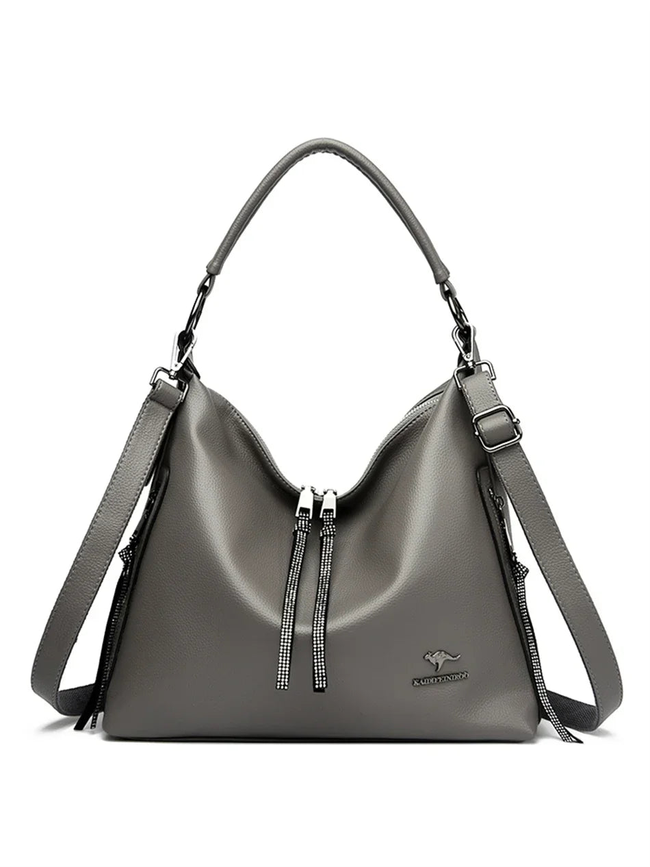 High Quality Leather Shoulder Bag Top-handle Casual Large Capacity Messenger Bag