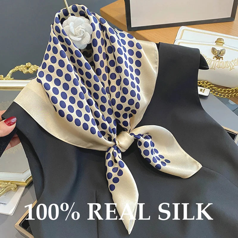 Fashion 100% Natural Silk Scarf for Women Dot Print