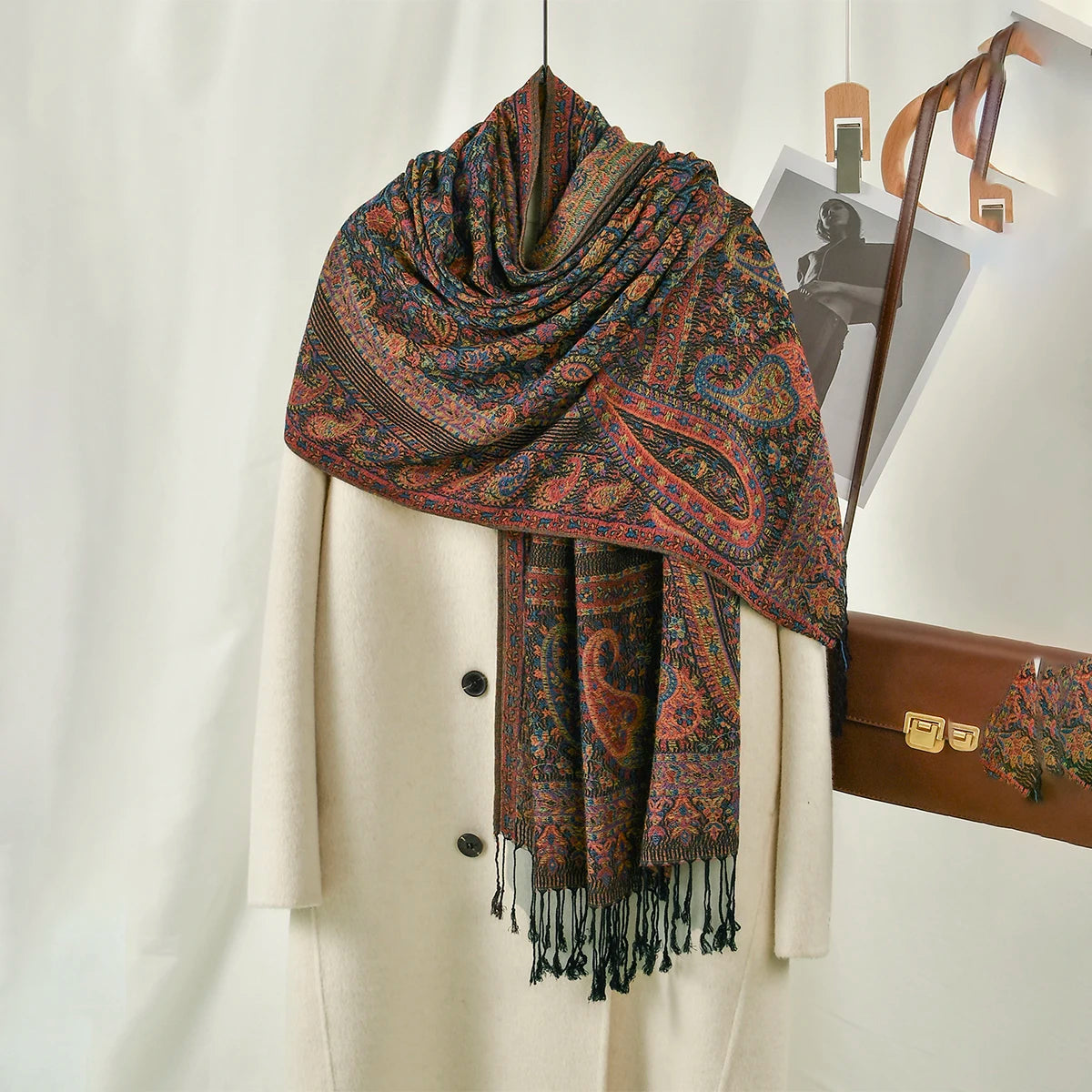 Retro Jacquard Paisley Tassel Scarf Cotton Shawls
