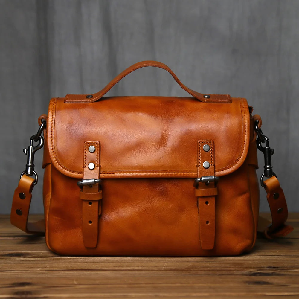 Men's Vintage Genuine Leather Shoulder Bag Top Layer Cowhide Crossbody Bag
