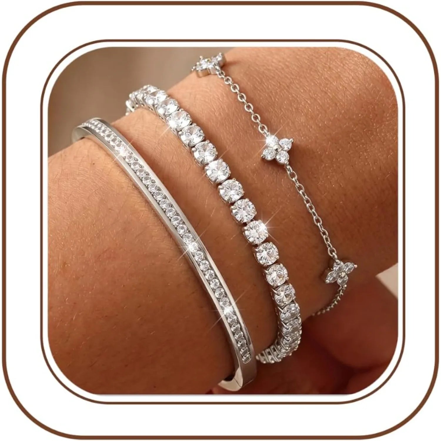 3PC Stackable Set Adjustable 14K Gold-Plated Tennis Bracelets
