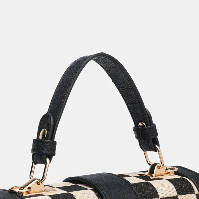 Women's Simple Fashion Handbag Retro Checkered Pattern Handbag Crossbody Bag