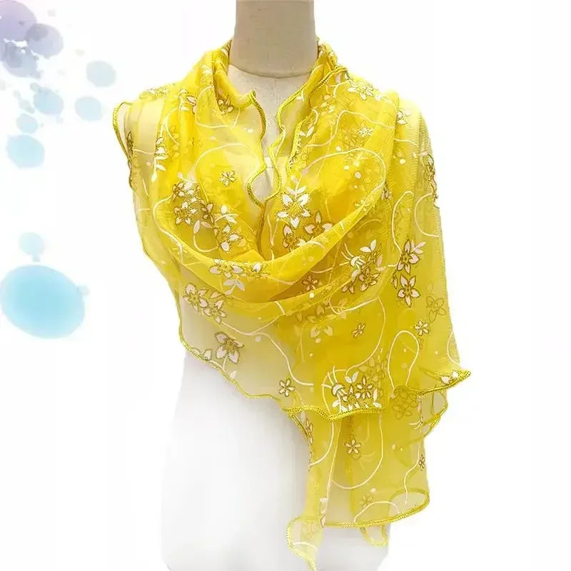 45*175cm  Elegant 2024 Silk Scarf Lightweight Lace Hijab