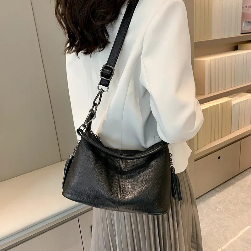 Genuine Leather Women's Bags Fashion Tassel Women's Handbags Crossbody Bags