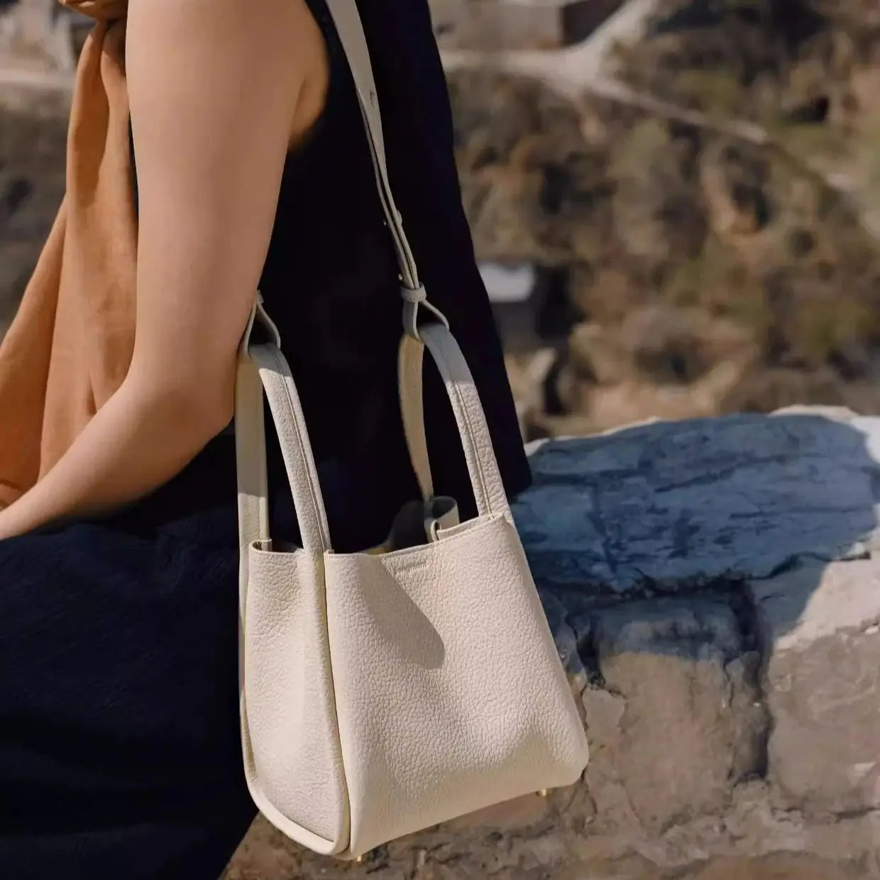 Bucket Bag Soft Leather Durable Versatile Large Capacity Handbag