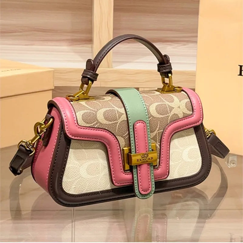 Light luxury niche design contrasting color saddle bag high-end handbag crossbody bag