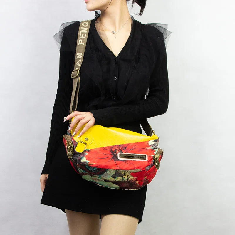 Luxury Fashion Bag Canvas With Leather Flowers Shoulder Bag