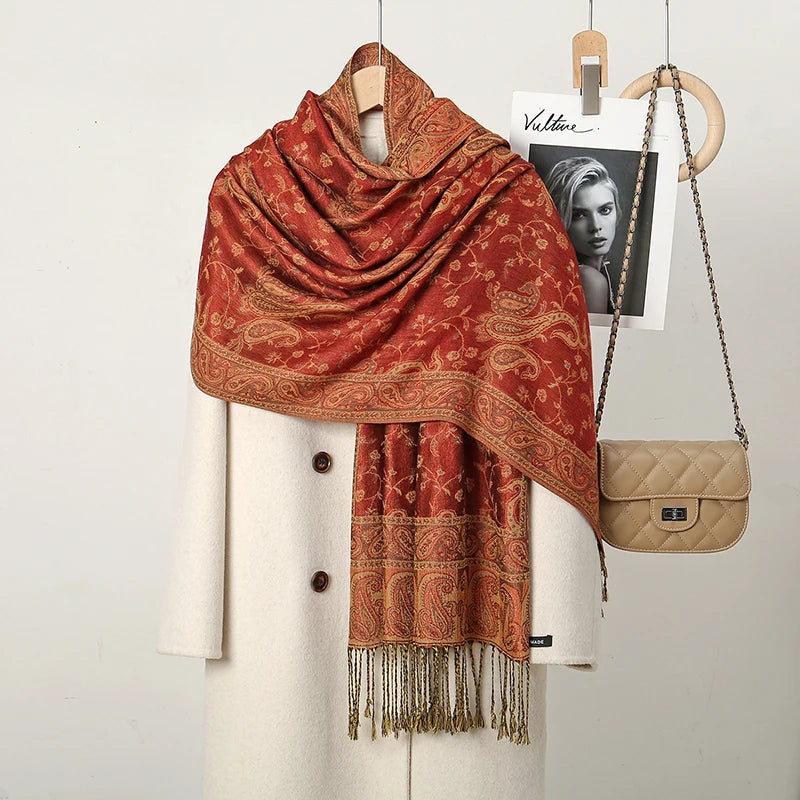 Paisley Embroidery Retro Cashew Cotton Scarf Wraps