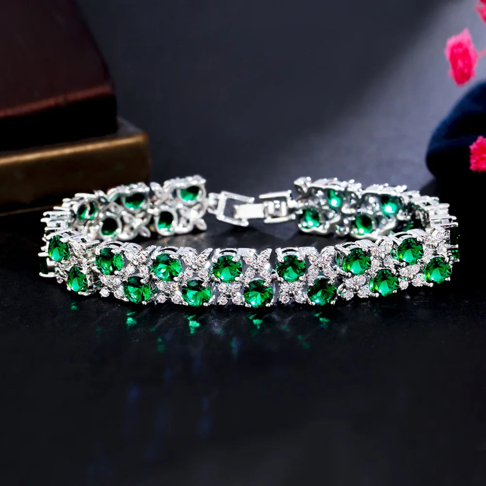 Luxury Shiny Yellow Cubic Zirconia Leaf Flower Shape Bracelet Fashion Jewelry