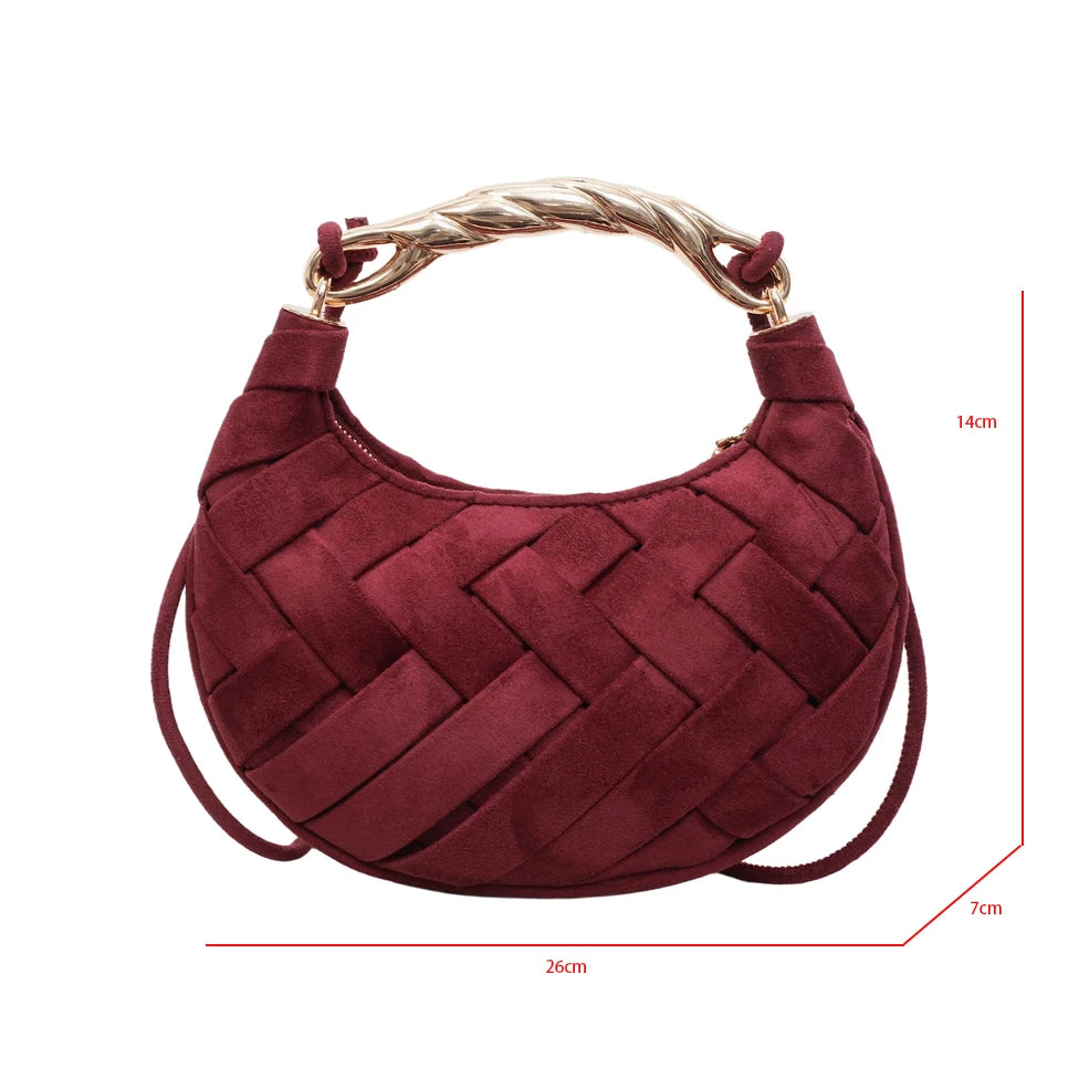 Half Moon Fashion Clutch Design Woven Small Semicircle Crossbody Bag
