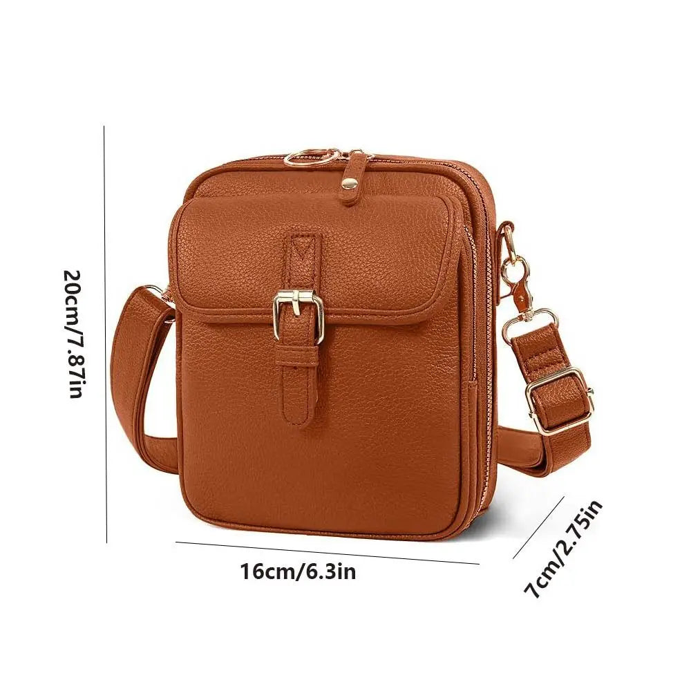 Vintage Messenger Bag Large Capacity Crossbody Leather Bag Adjustable Strap
