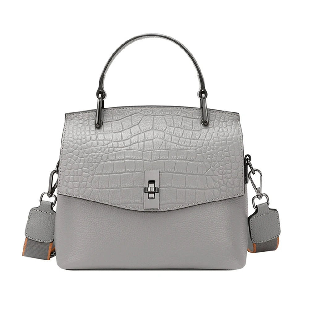 Zency Genuine Leather Women's Handbag Stone Vintage Tote Bag Luxury Brand Female Crossbody Spring Fashion Lady Shoulder Satchel