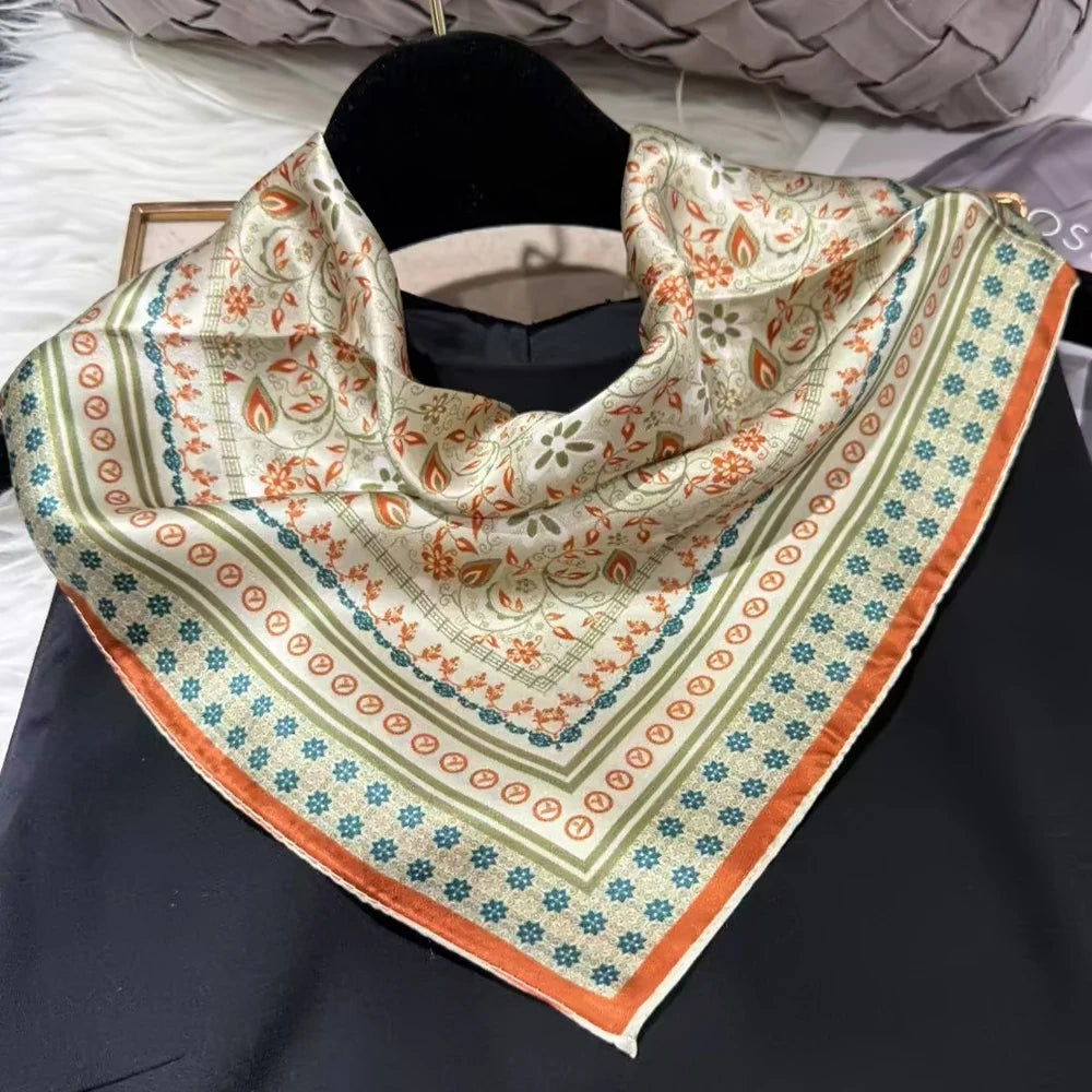 100% Silk Small Square Scarf Neckerchief for Women