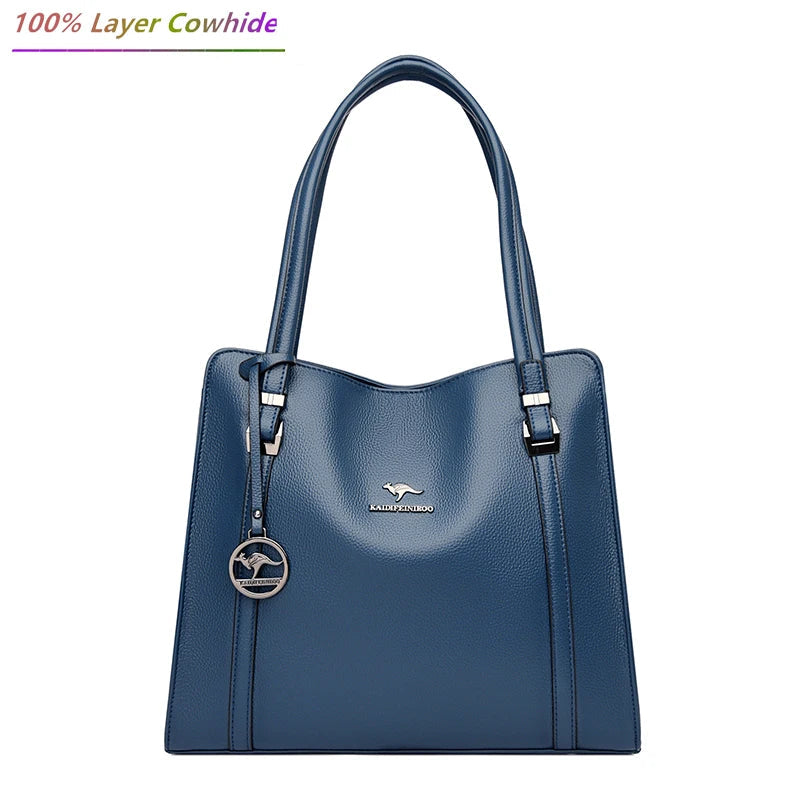Genuine Soft Leather Handbags for Women Vintage Shoulder Tote Bag Luxury Design