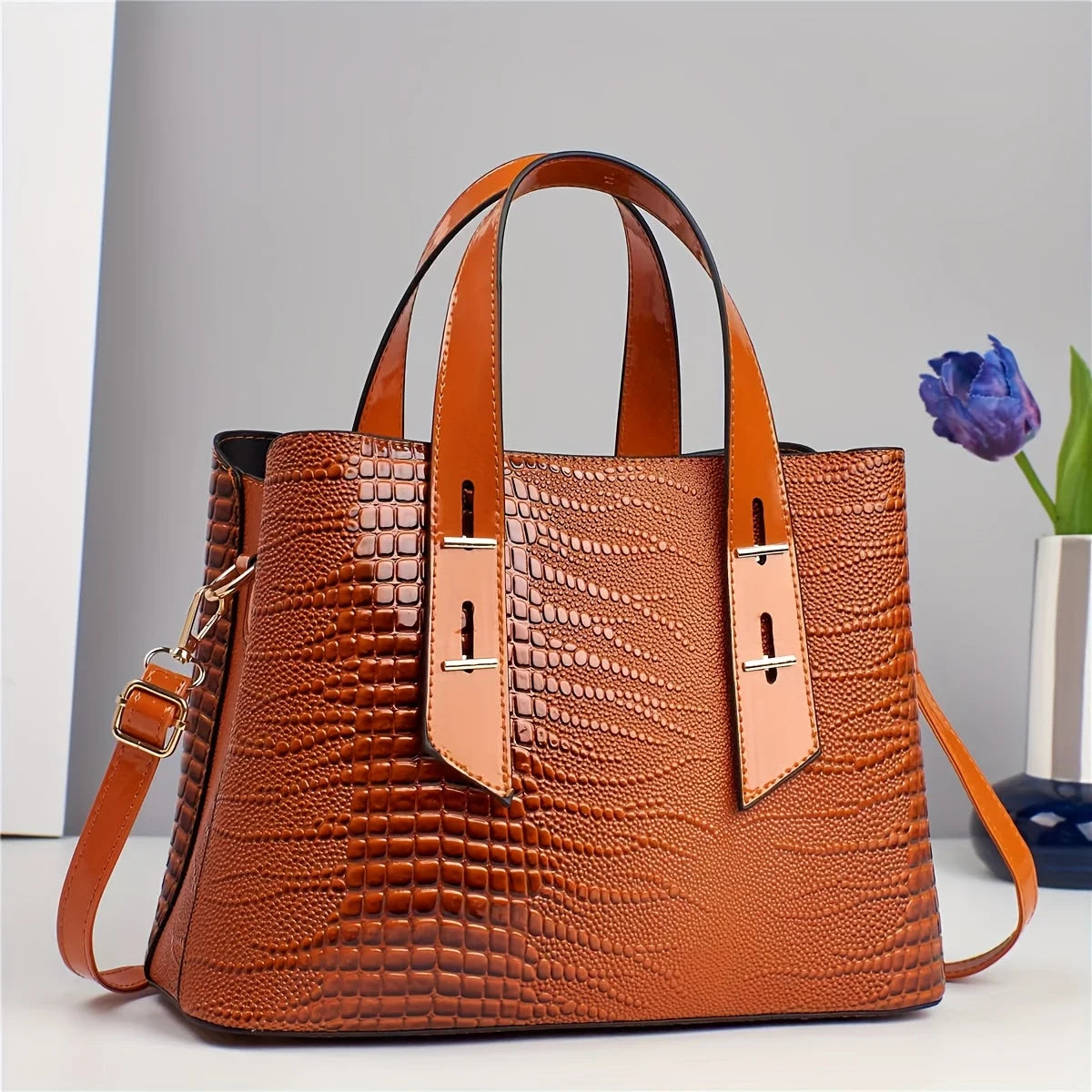 Fashionable Colorful Alligator Pattern Women Handbag Design