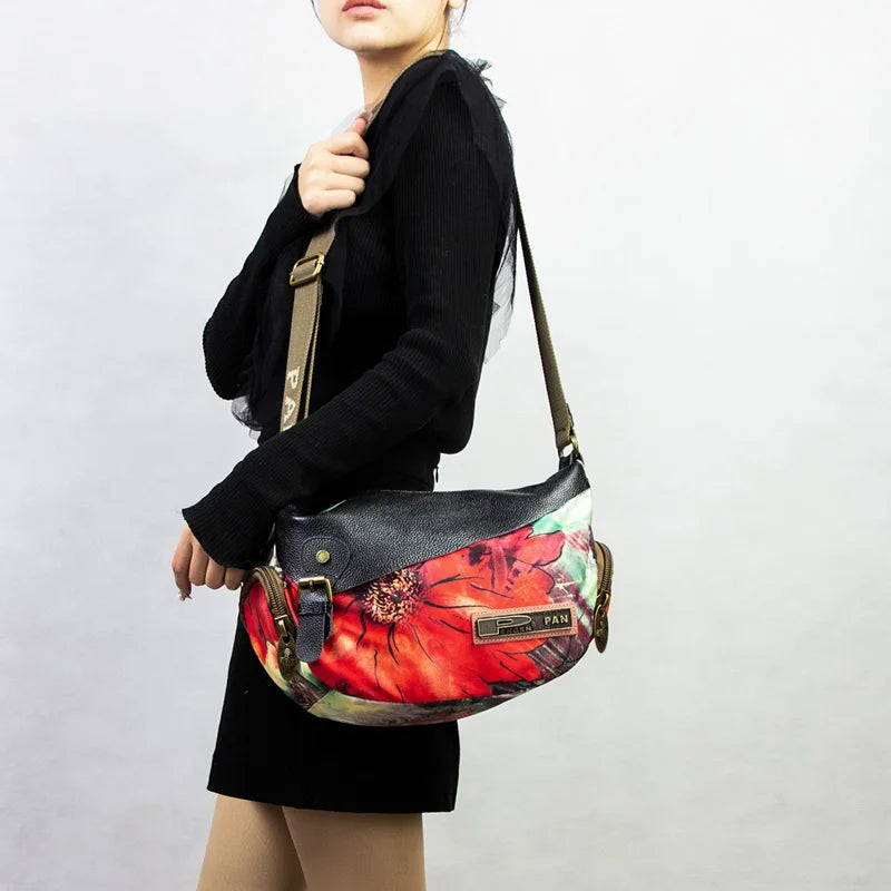 Luxury Fashion Bag Canvas With Leather Flowers Shoulder Bag