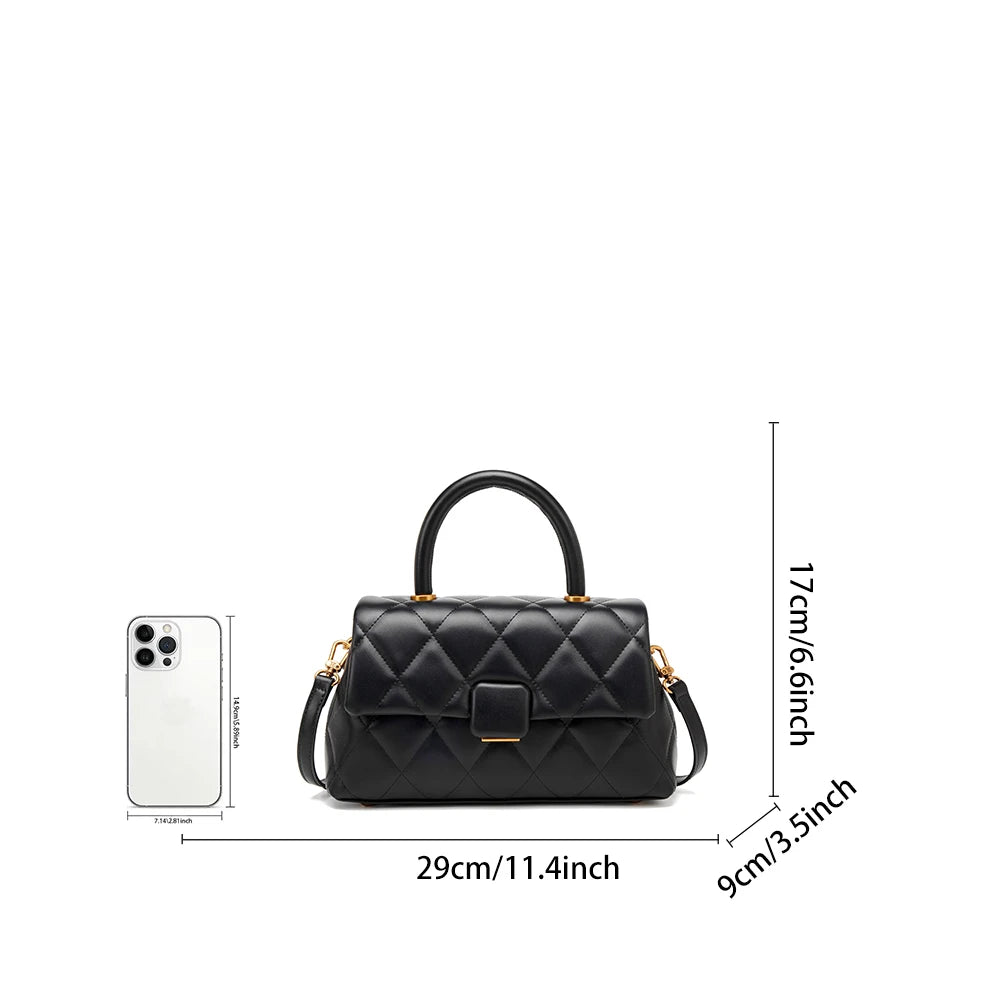 Diamond grid handbag fashionable versatile high-end feel handbag