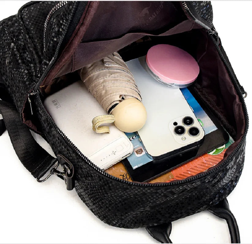 Fashion Trend Soft Leather Multi functional Travel Backpacks Large Capacity