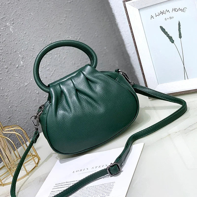Luxury Design Cowhide Leather Shoulder Bag Women's Handbag