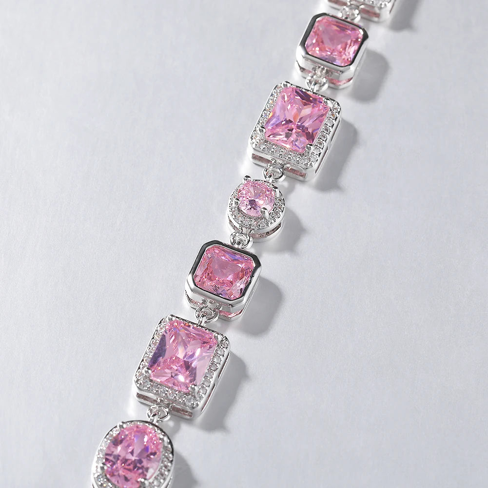 Charming Pink Cubic Zircon Bracelet Fine Luxury Jewelry