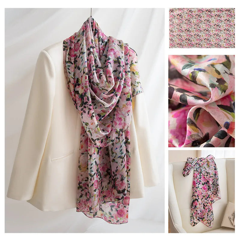 Luxury 100% Mulberry Silk Scarf Thin Breathable Shawl