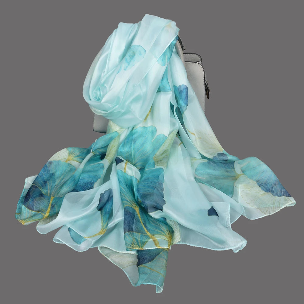 100% Silk Scarf Cape Fashion Floral Design Long Scarves