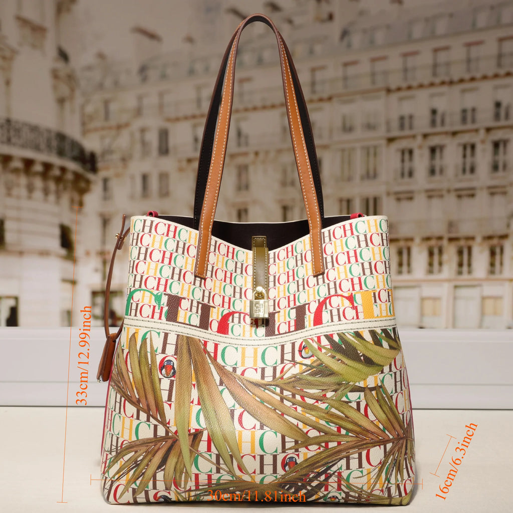 Women Bucket Bag Classic Letter Style Color Print Shoulder Bag