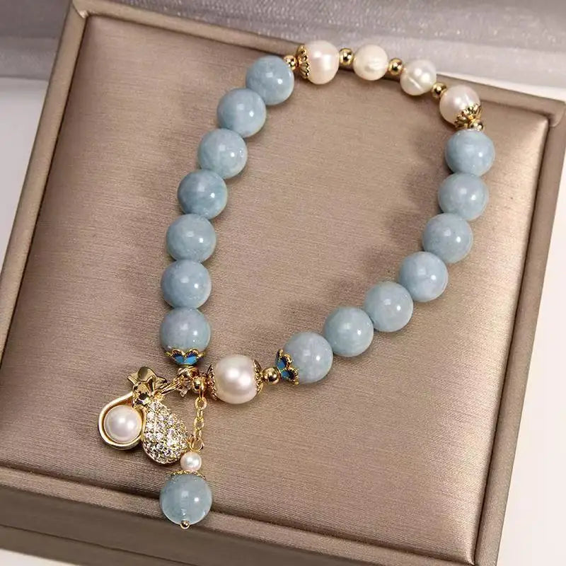 Aquamarine Pearl Bracelet Jewelry