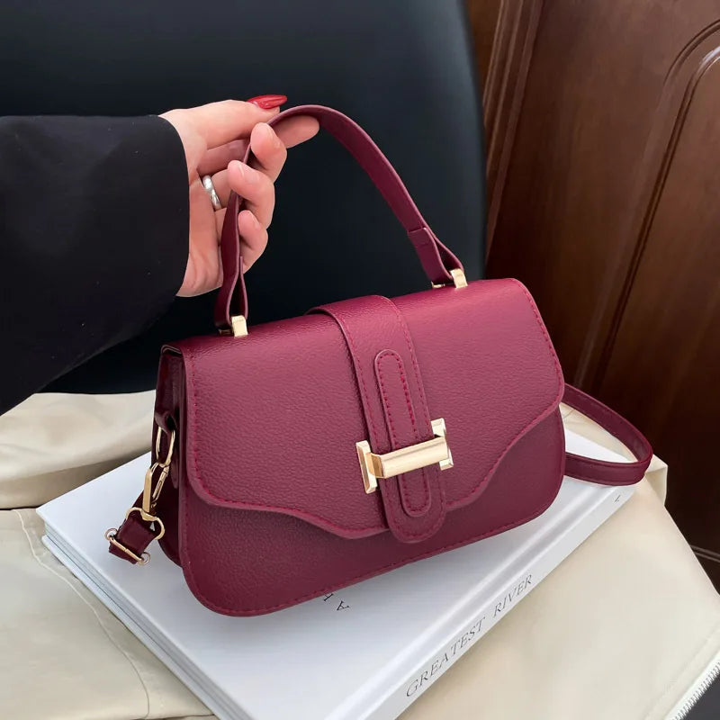 Fashionable Minimalist Crossbody Bag Solid Color Square Purse Simple Design Bag