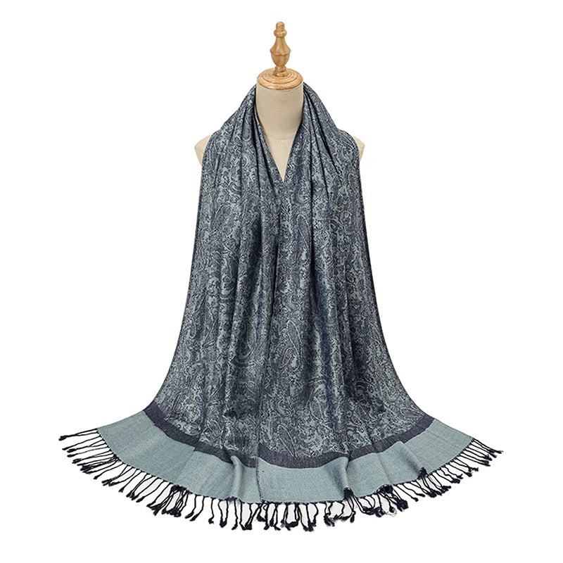 Retro Jacquard Paisley Tassel Scarf Cotton Shawls