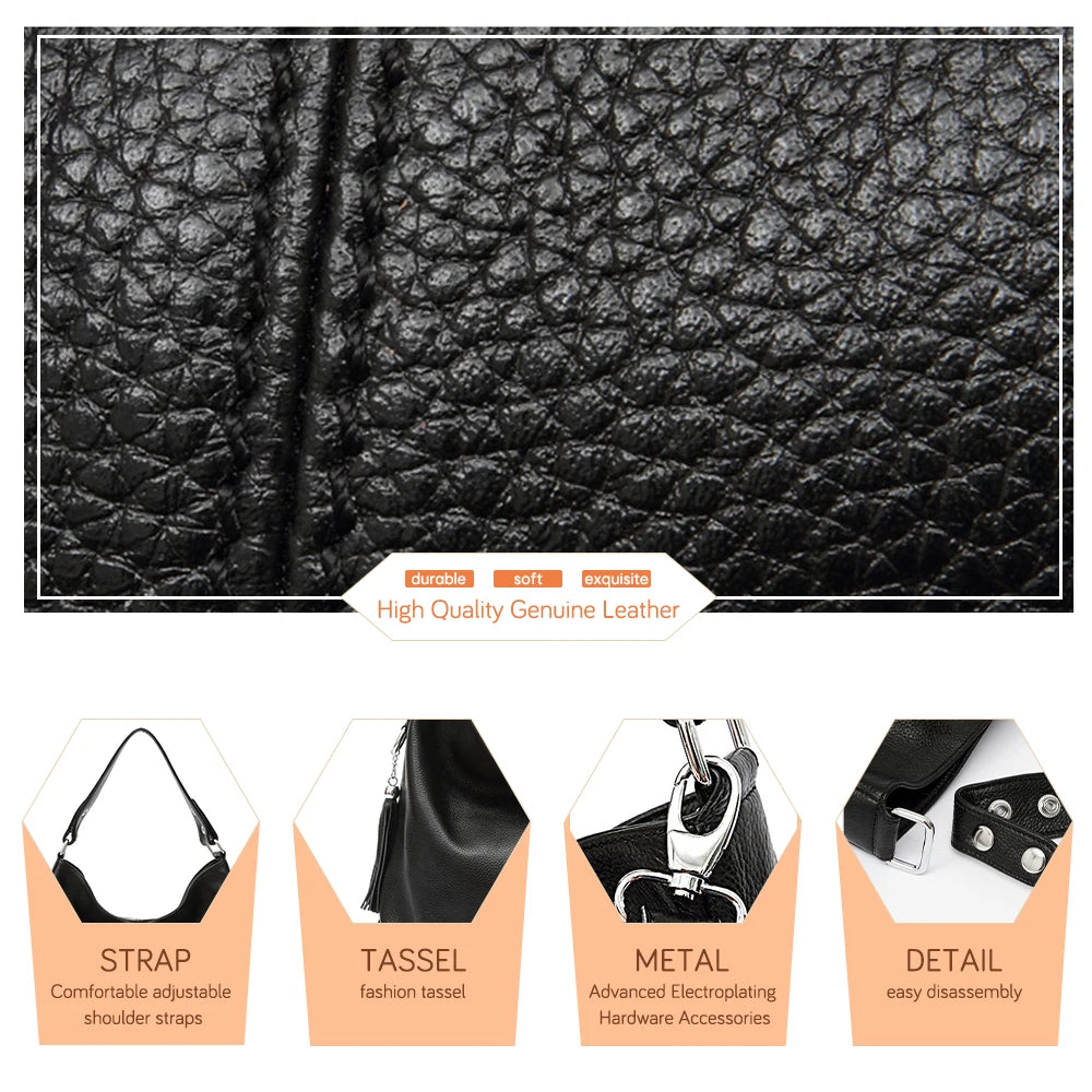 Fashionable Soft Real Genuine Leather Women Handbag