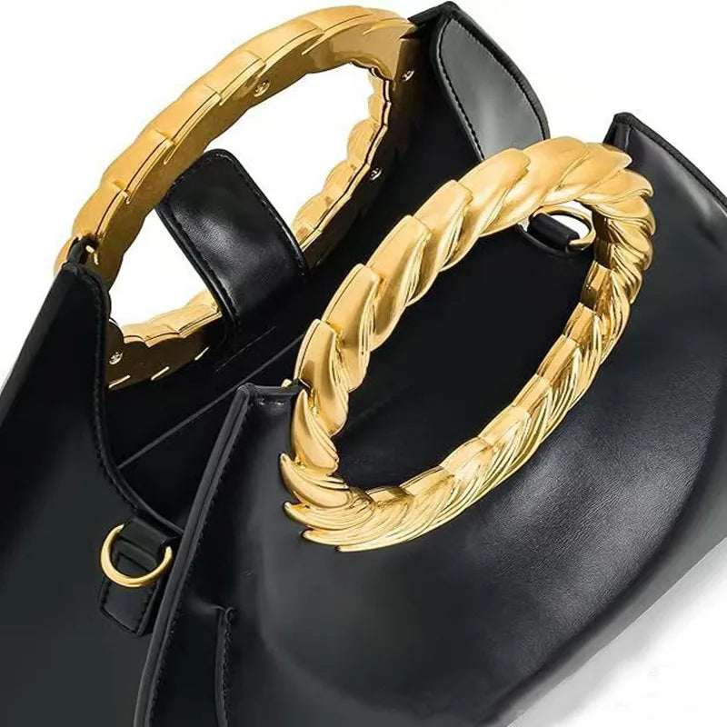 Metal Embossed Round Handle Handbag Fashionable Evening Clutch