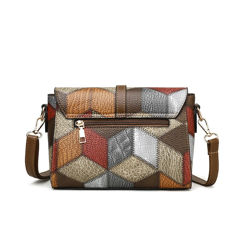 Flap Sling Shoulder Bags for Women Vintage Splicing Crossbody Messenger Bag Purse
