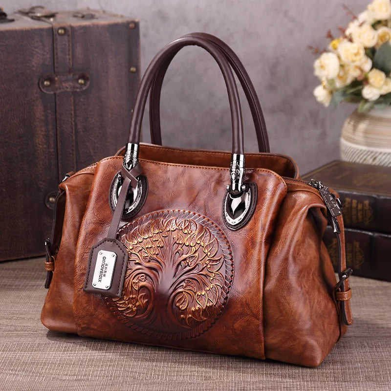 Faux Leather Boston Bag Classic Handbag Vintage Luxury Bag