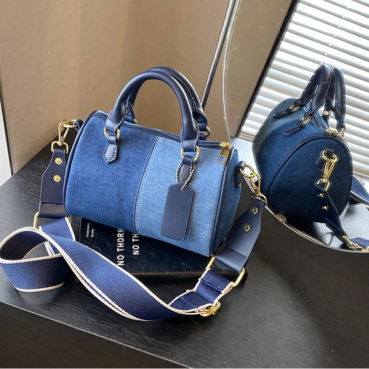 Patchwork Colorblock Mini Handbags Denim Shoulder Cross Body Bags Casual
