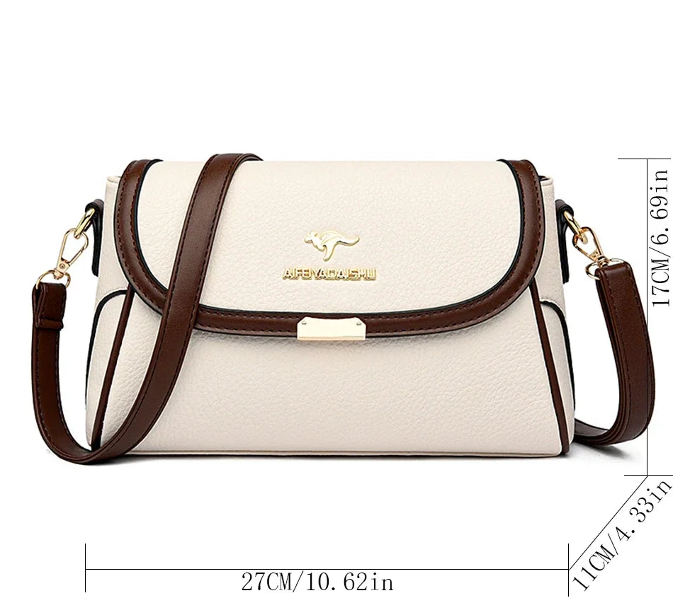 Solid Color Top Quality Leather Small Shoulder Messenger Bags