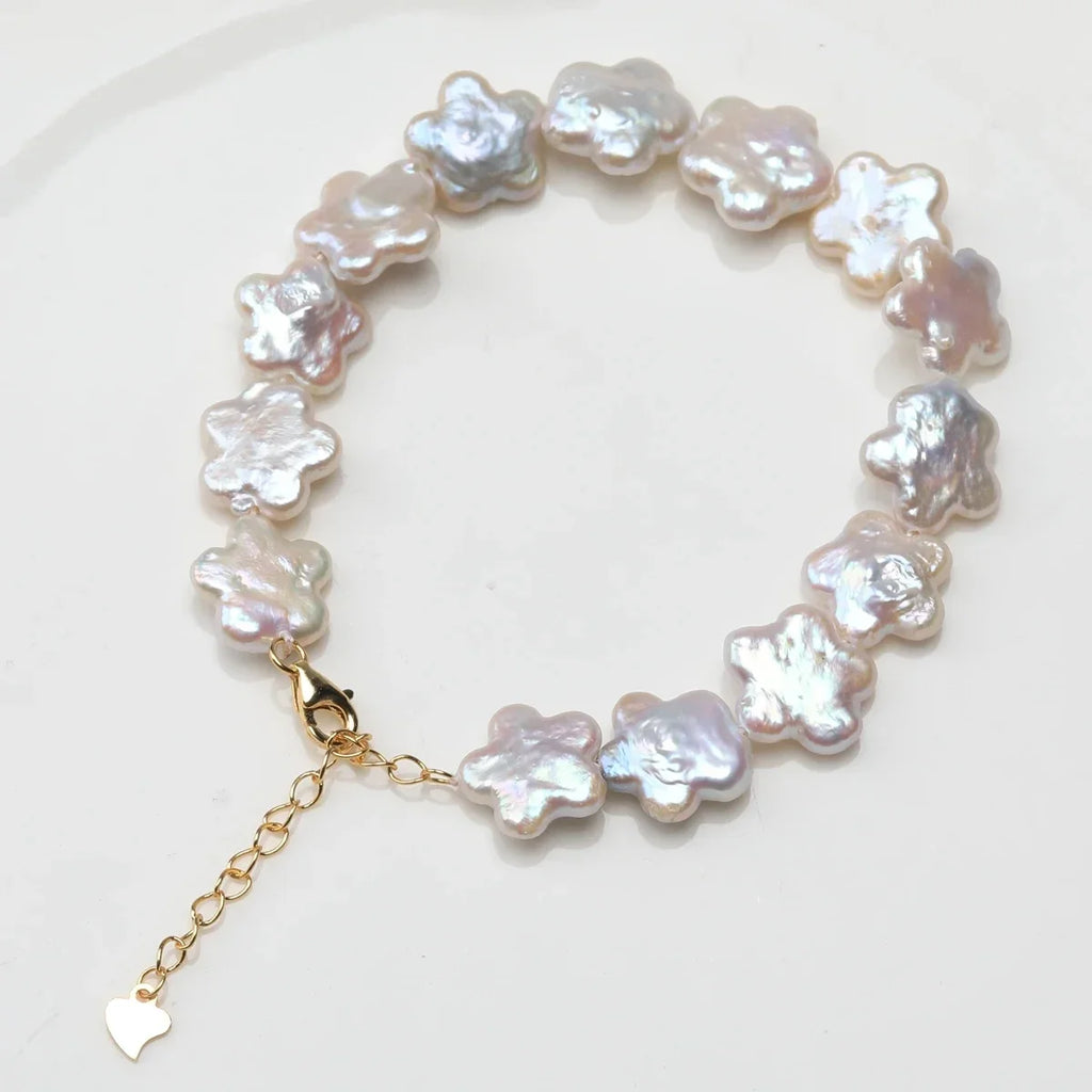 Freshwater Plum Blossom Baroque Flower Pearl Bracelet