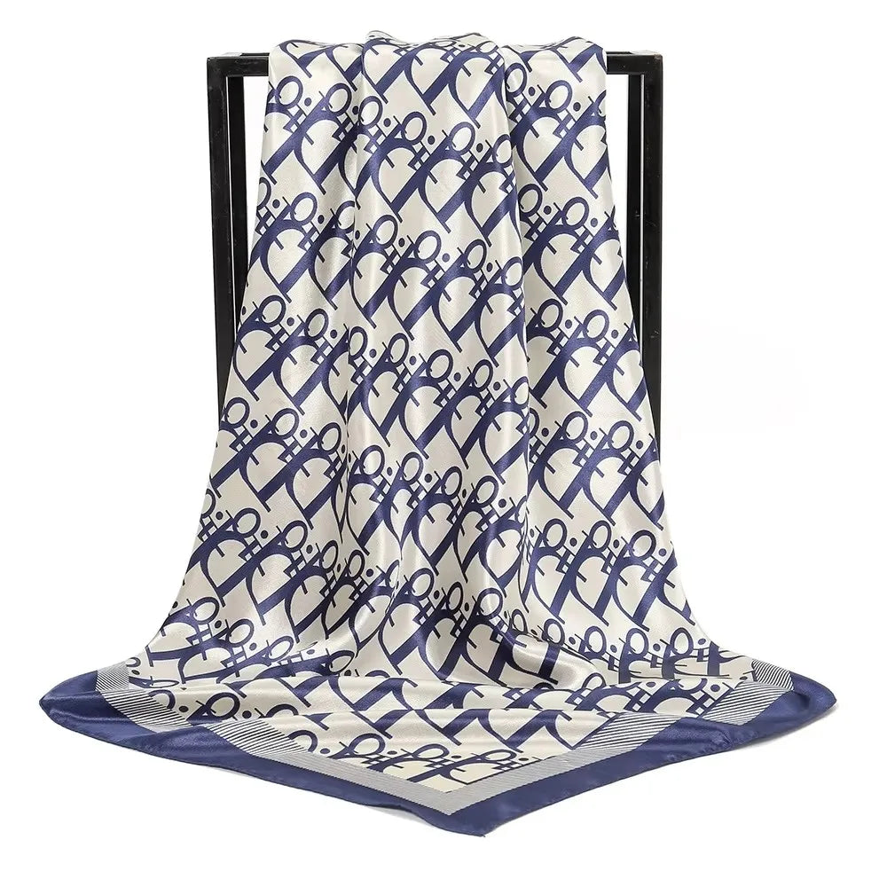 Silk Imitation Scarf Vintage Fashionable Versatile Print Hair Band Shawl Wraps