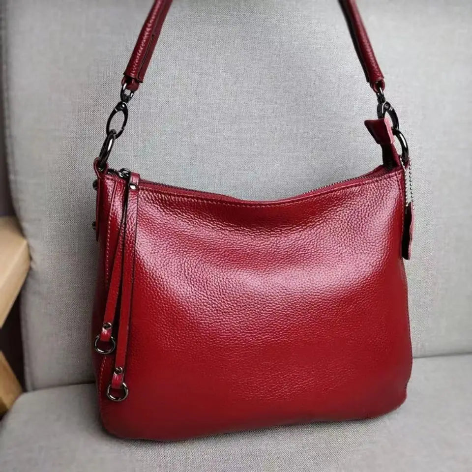 100% Genuine Leather Women's Shoulder Bag High Quality Cowhide Handbag