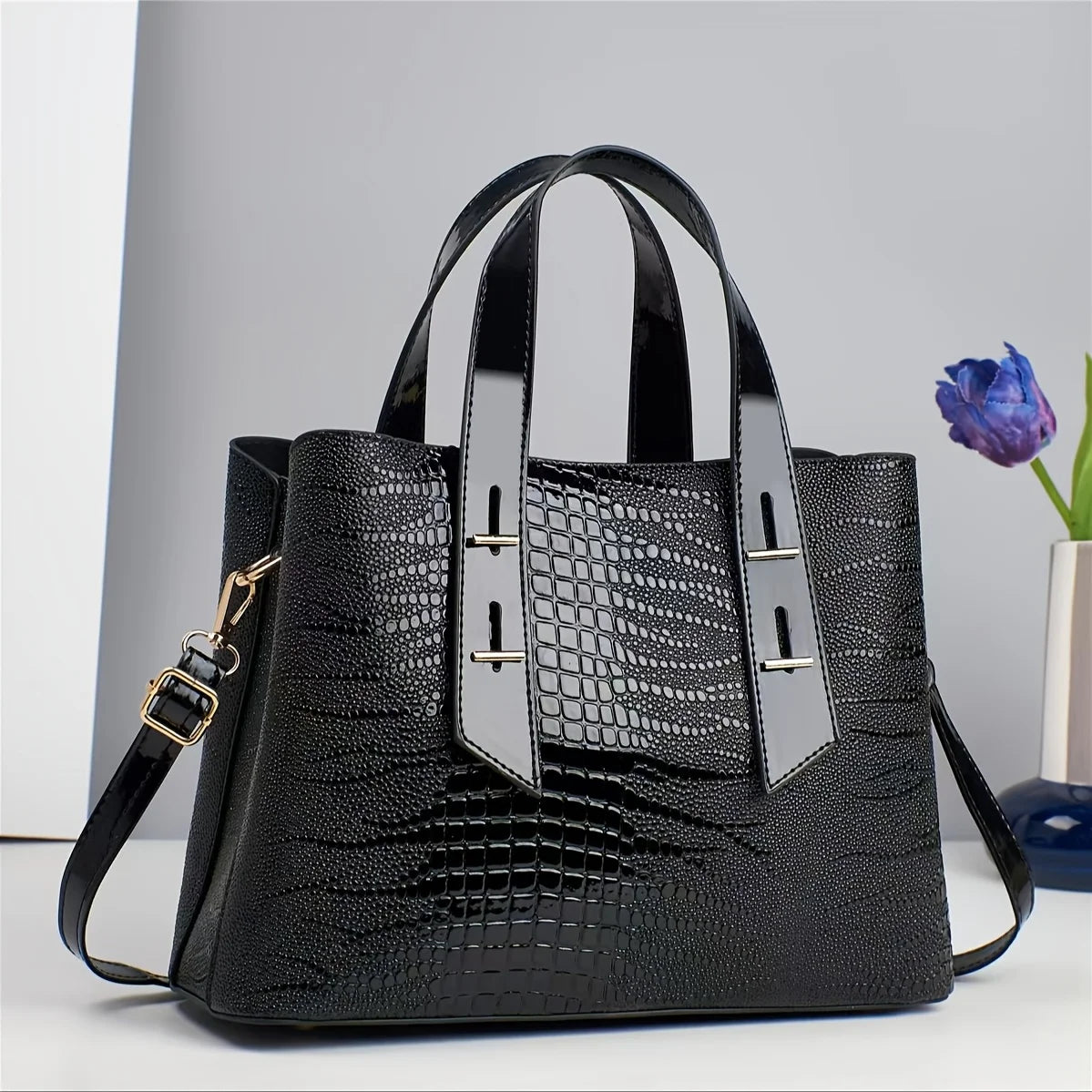 Fashionable Colorful Alligator Pattern Women Handbag Design