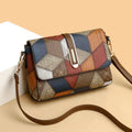 Flap Sling Shoulder Bags for Women Vintage Splicing Crossbody Messenger Bag Purse