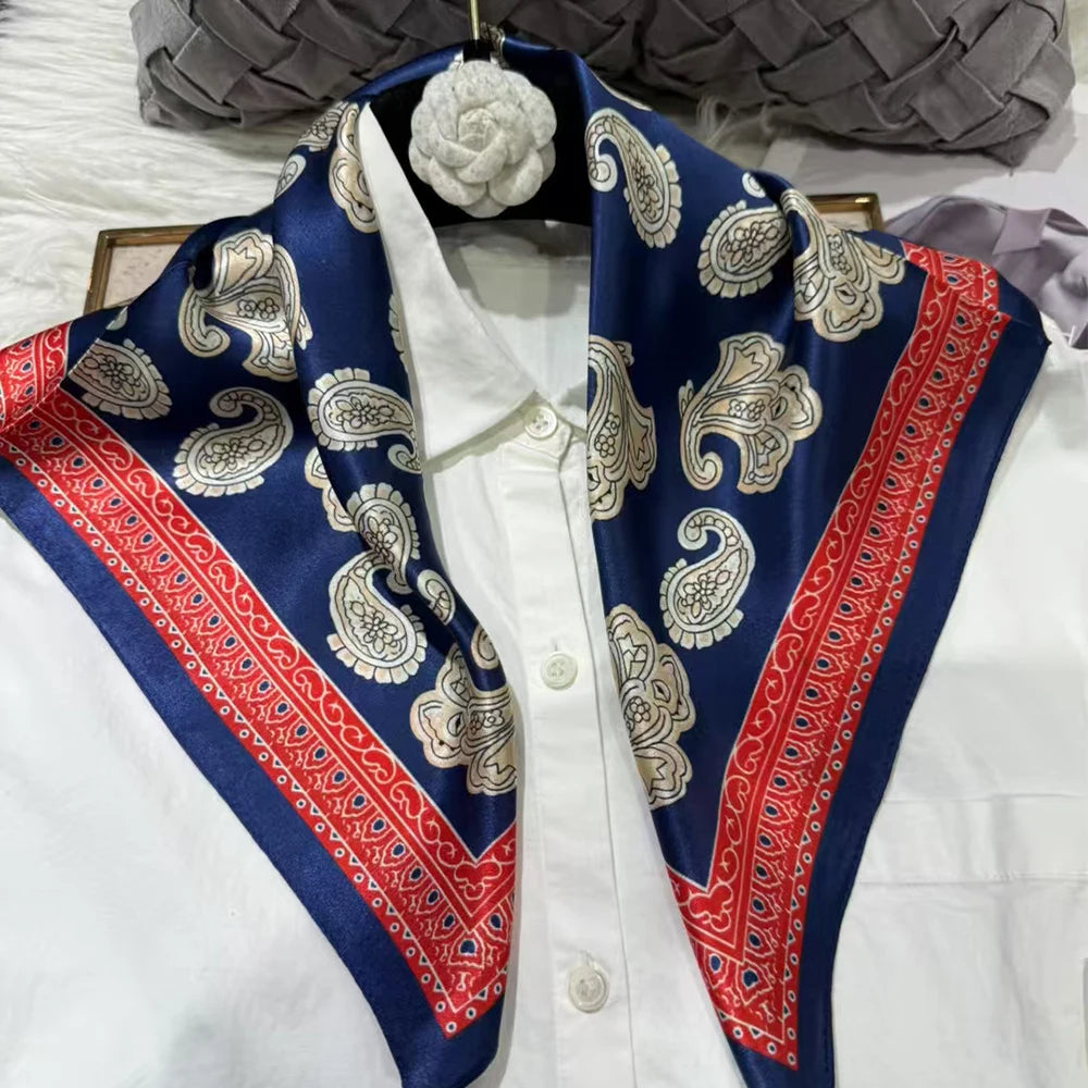 100% Silk Small Square Scarf Neckerchief for Women
