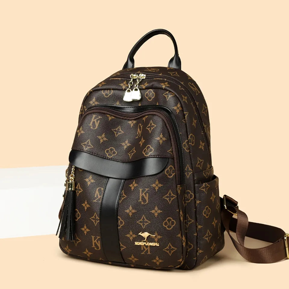 Backpack Designer High Quality Pu Leather Luxury Printed Tassels Large Capacity