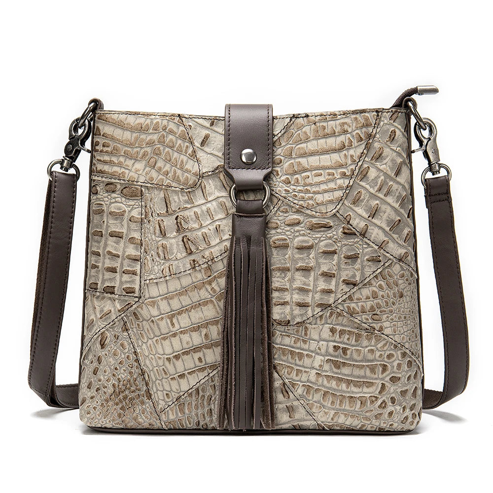 Women's Shoulder Bag Genuine Leather Fashion Patchwork Design