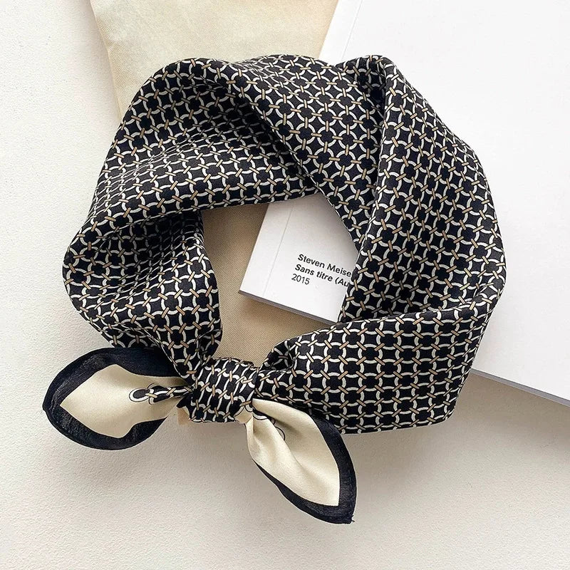 100% Real Silk Scarf Geometric Retro Fashion Scarves