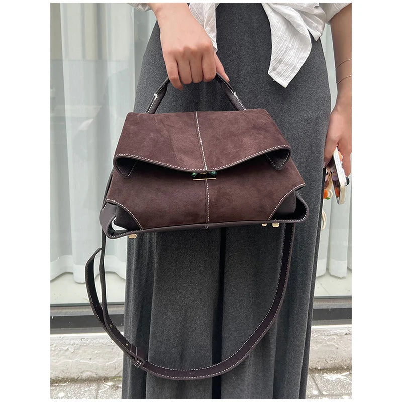 Frosted Handbag High-end Suede Flap French Shoulder Bag