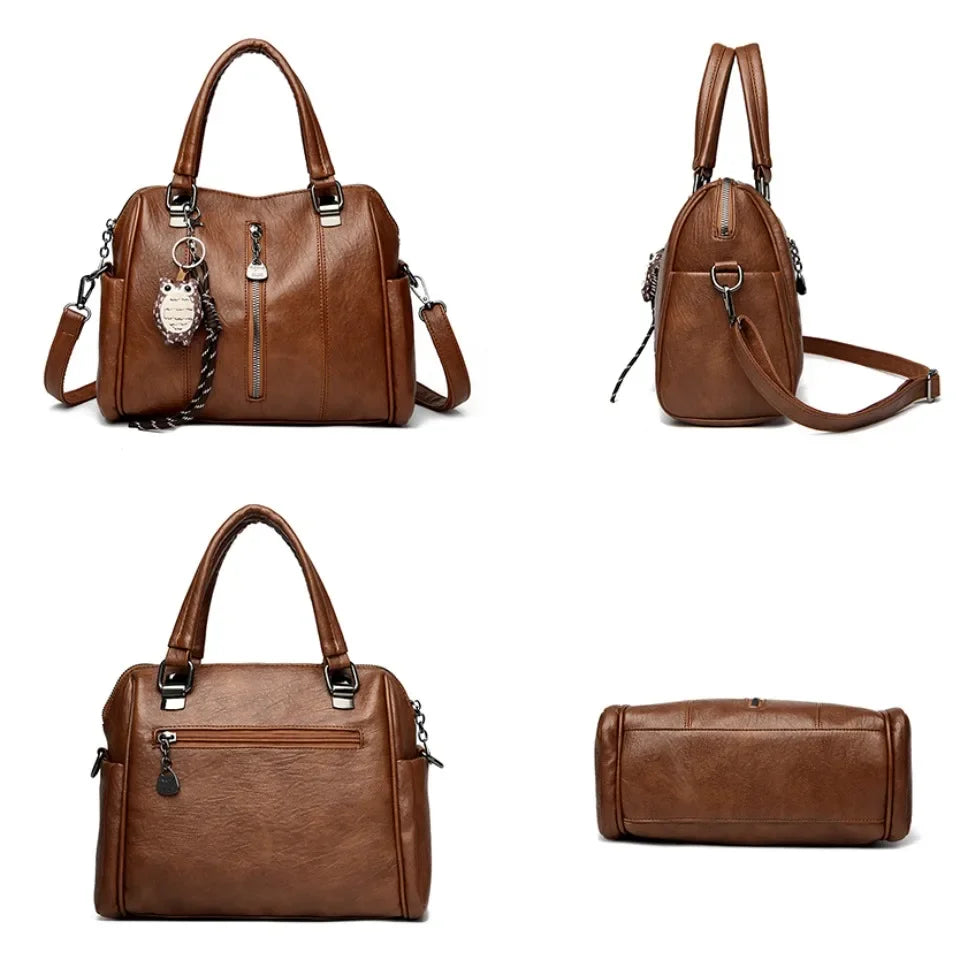 Luxury Design Top-Handle High Quality Leather Handbag Ladies Large Shoulder Bag
