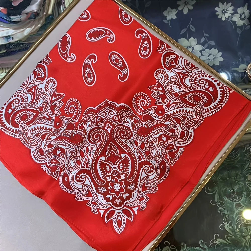100% Silk Small Square Scarf Neckerchief for Women