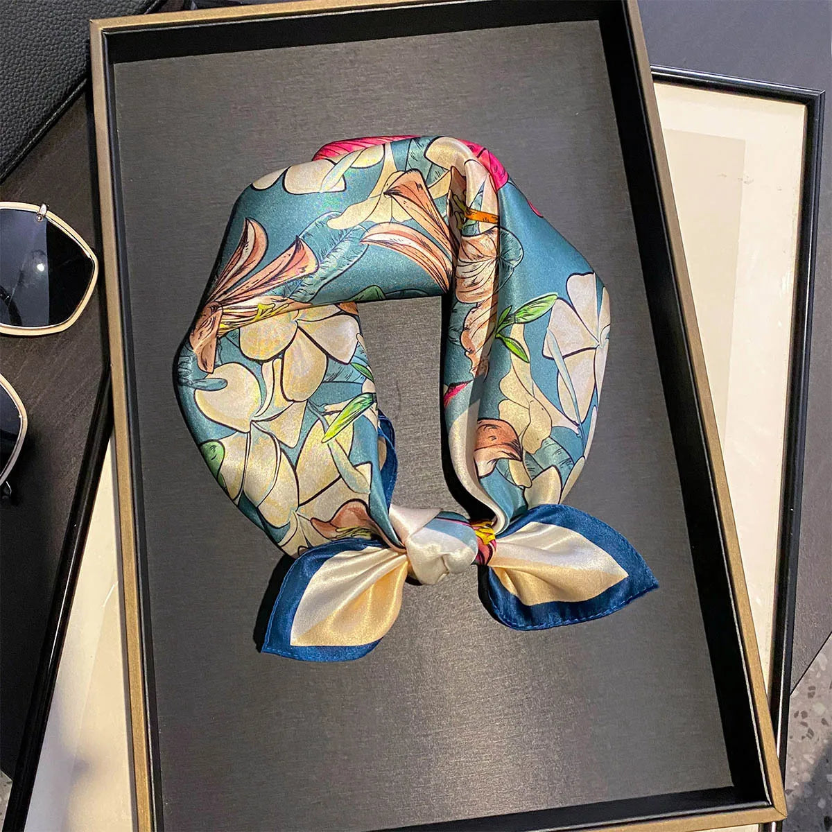 100% Real Silk Scarf Print Bandana 53cm Square Scarves